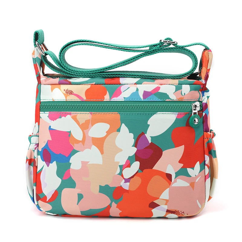 Women's Messenger Bags Large Capacity Nylon HandBags Waterproof  Flower Printing Shoulder Bags Ladies Travel Sling Bag Summer
