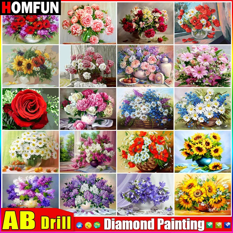 Алмазная живопись HOMFUN AB Цветочный пейзаж вышивка из смолы 5D алмазная сделай сам