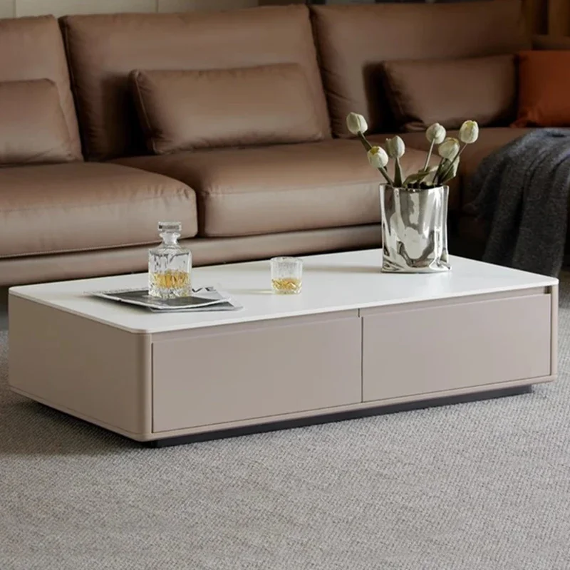 Белый кофейный столик в скандинавском стиле прямоугольный дизайнерский простой