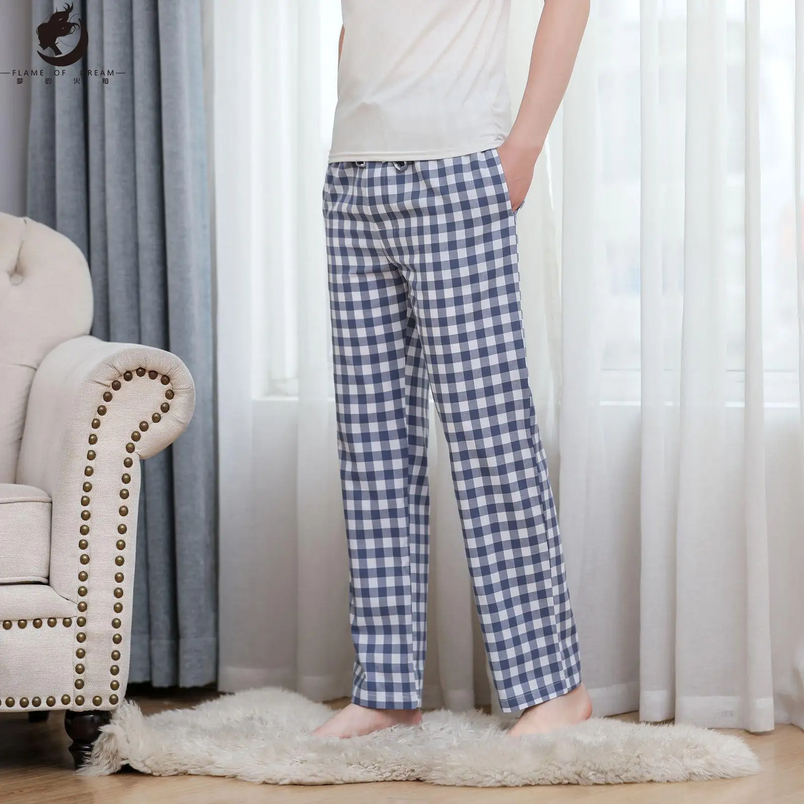 Flame of dream Spring And Summer Men's Thin Pajamas Cotton Large Loose Comfortable Breathable Home Pants 221700