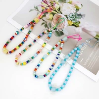 1pc fashion hanging chain mobile phone cord acrylic colorful beads phone ornaments diy accessories