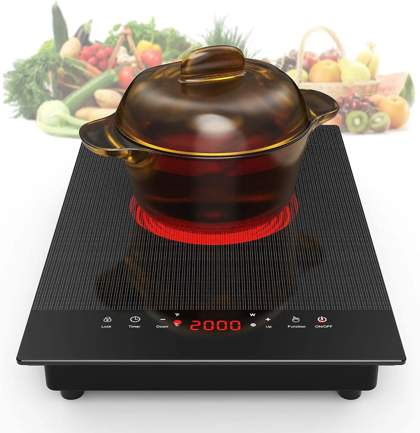 

Cooktop, Stove Top with Touch Control, 9 Power Levels, Kids Lock & Timer, Hot Surface Indicator, Overheat Protection,110V 2