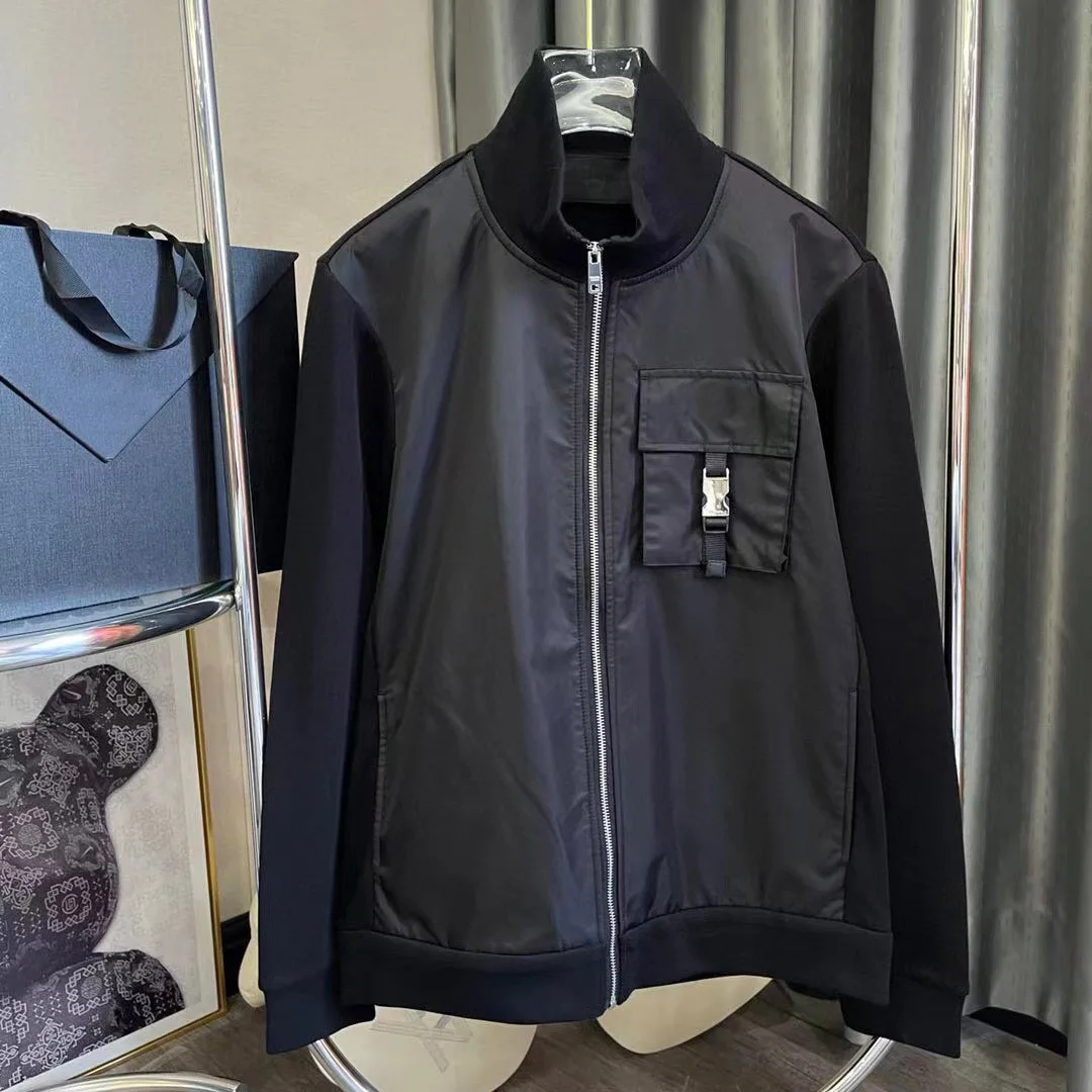 

2022 Autumn New Men's Jacket Nylon Pocket Stitching Knitted Stand Collar Jacket High Quality Casual Jacket Baseball Uniform