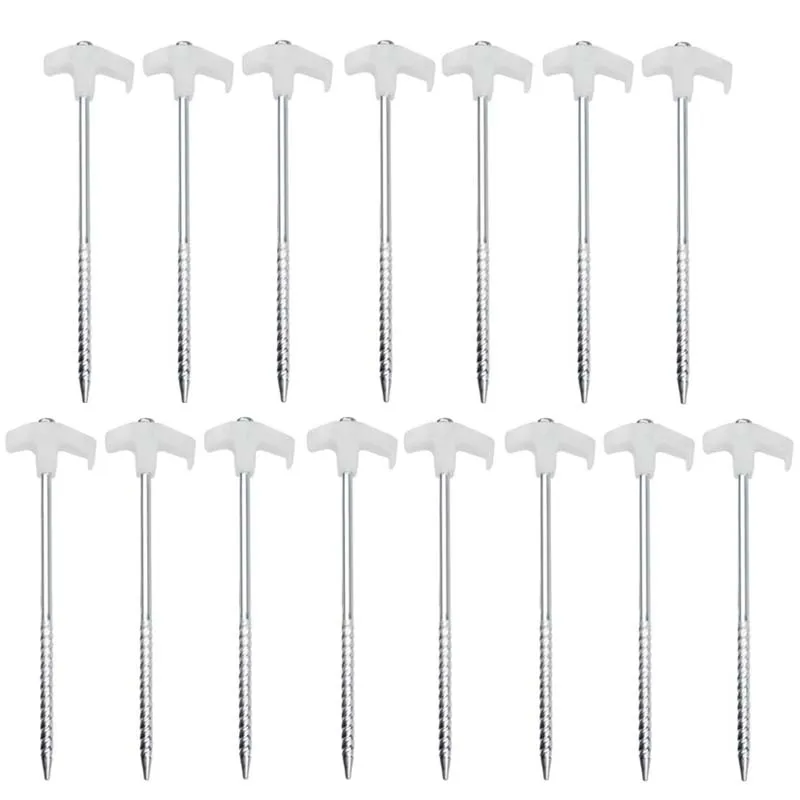 

15Pcs Tent Stakes Heavy Duty Outdoor Camping Climbing Tent Nail Luminous Camp Nail Windproof Fixed Plastic Threaded Durable Nail
