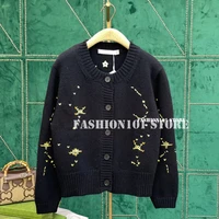 luxury designer fall 2022 sweters for women constellation series embroidery pure wool sweater long sleeve cardigans cardigan