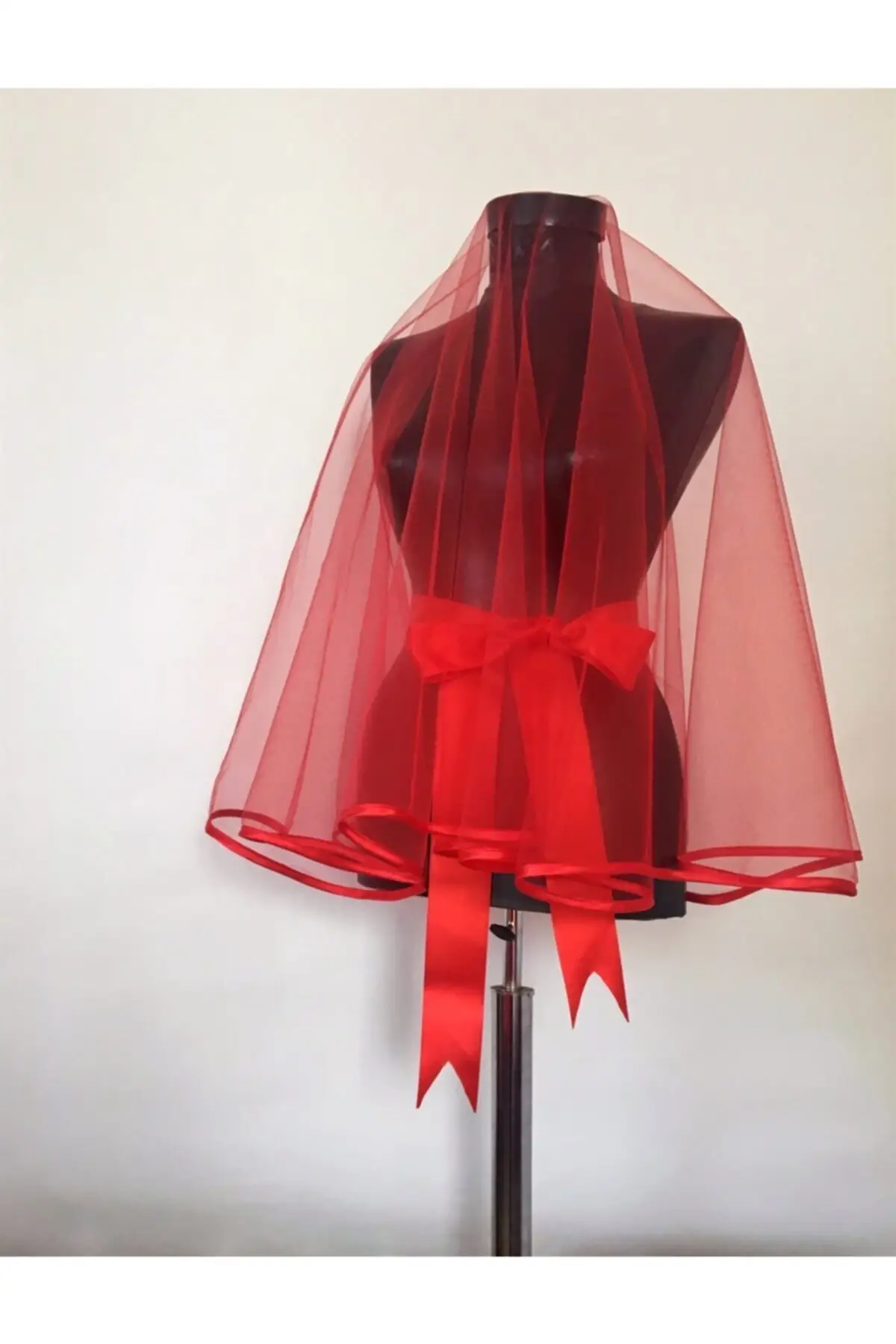 

Bridal Accessories Red Bridal Veil And Belt Wedding Handmade For Bride And Bridesmaids