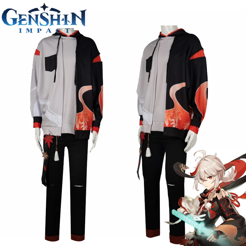Genshin Impact Kaedehara Kazuha felpa con cappuccio costumi Cosplay gioco Anime maglione T-shirt Set donna uomo uniforme Halloween abito di carnevale