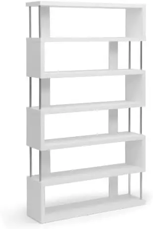 

6-Shelf Modern Bookcase, White