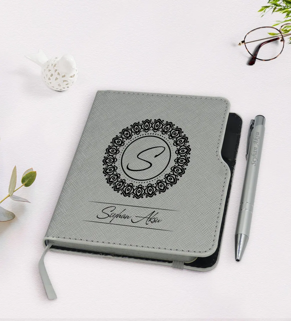 

Personalized Is Gray Thermo Leather Notebook Pen Seti-2