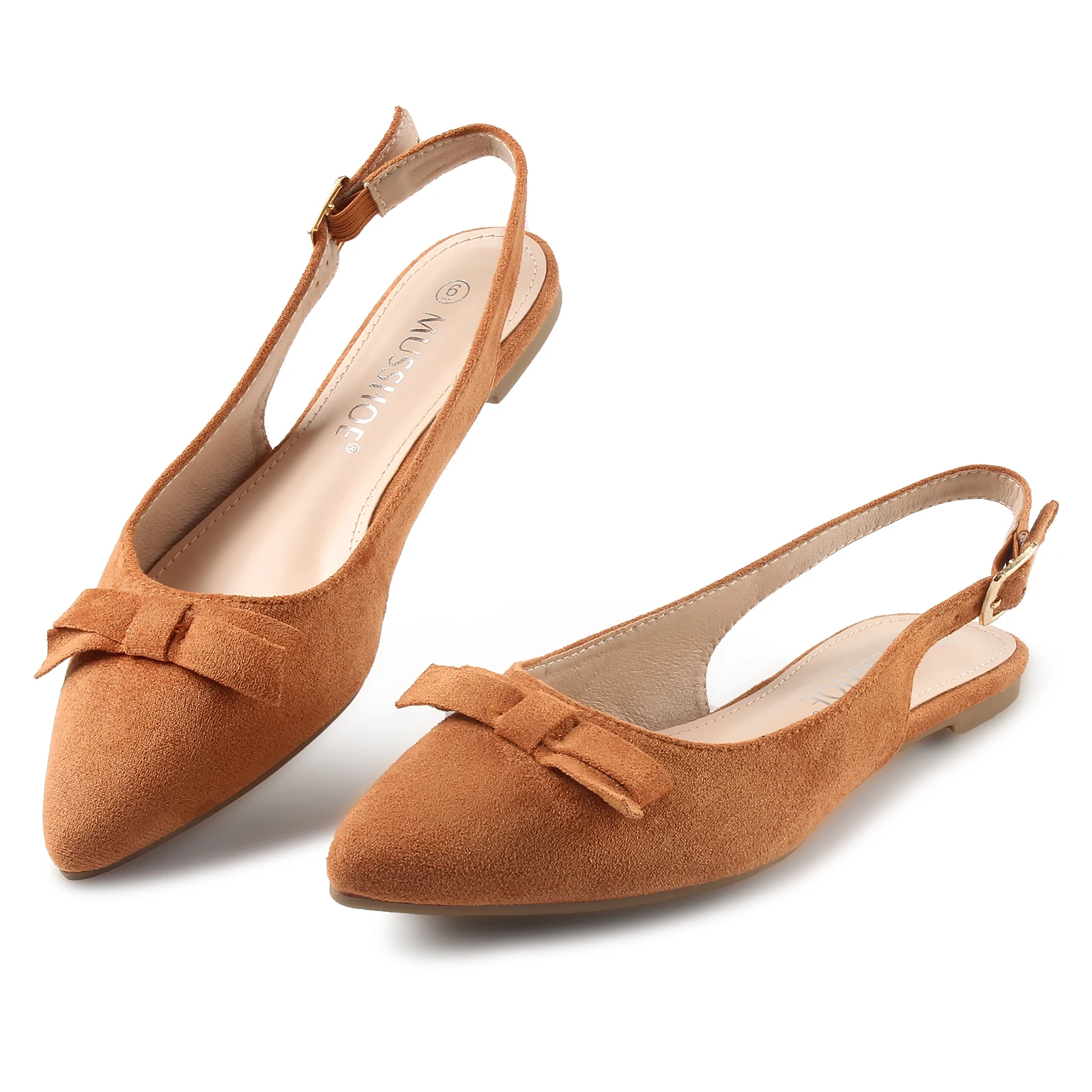 Flats Shoes Women Slingback Pointed Toe Comfort Womens Flats with Bow