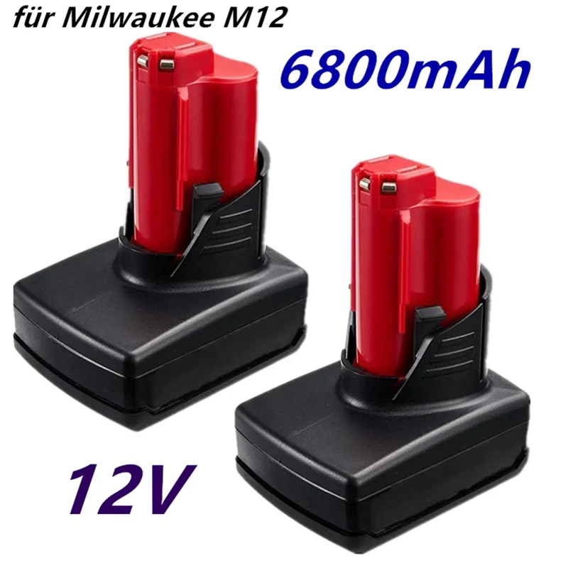 

12 В, 6,8 Ач, Сменный аккумулятор для Milwaukee M12, литий-ионный 48-11-2410 XC 48-11-2420 48-11-2411 48-11-2401 48-11-2402, 12 вольт