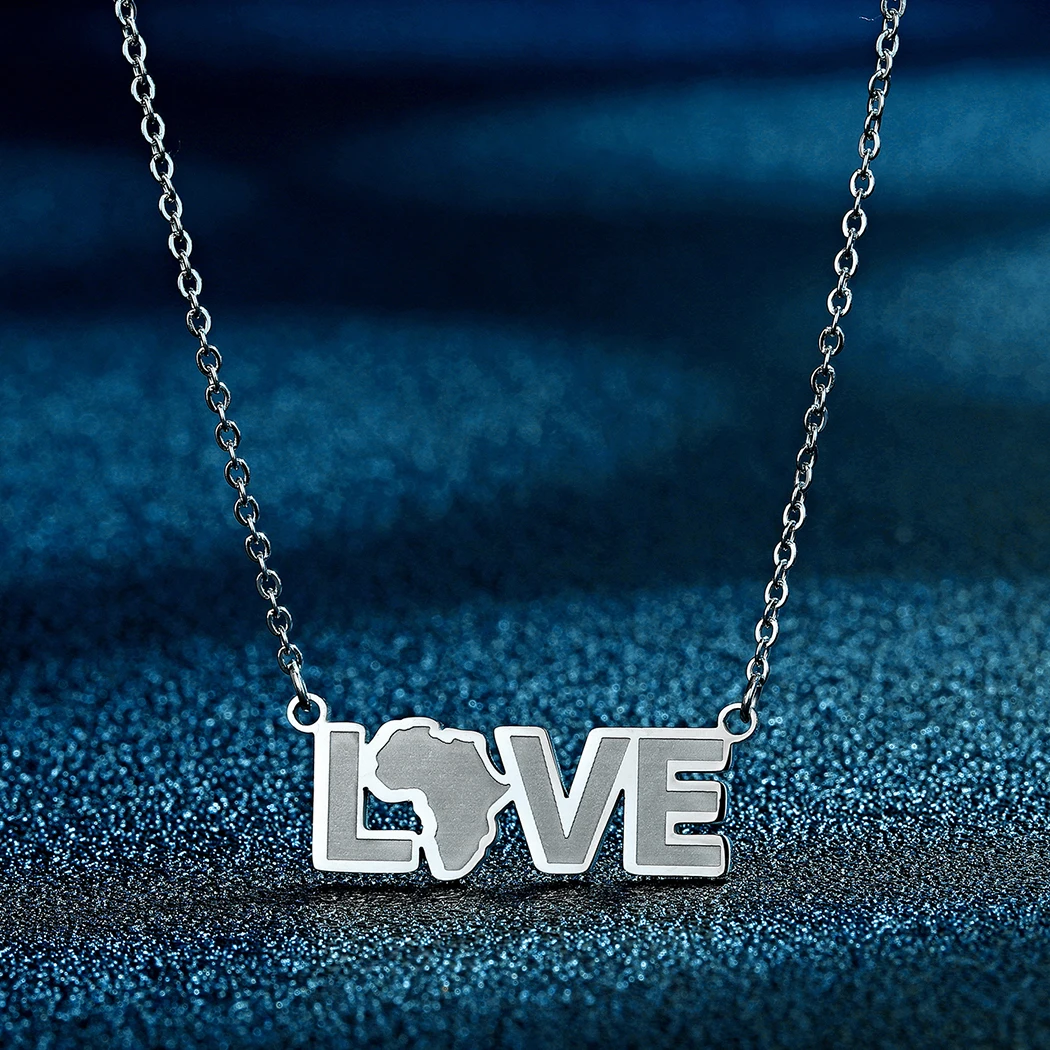 

Todorova Minimalist Stainless Steel Love Written African Continental Pendant Necklace For Man Charm Choker Wedding Jewelry Gift