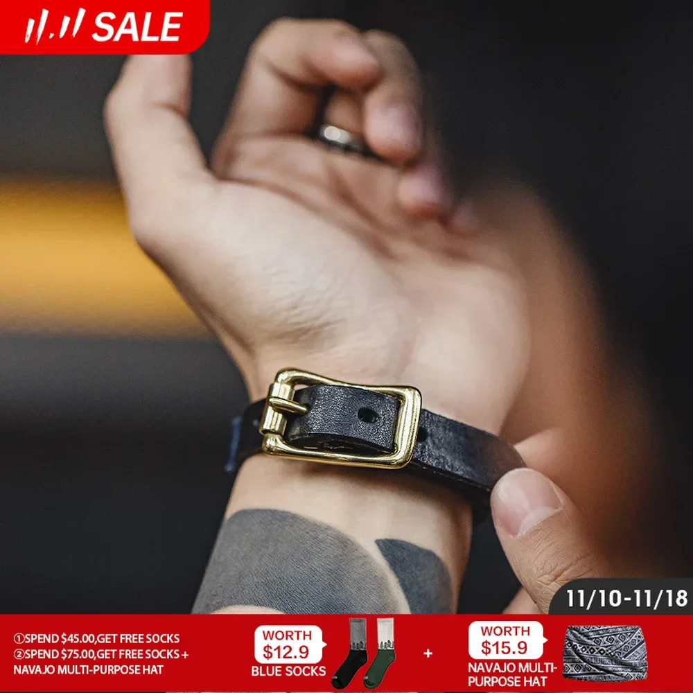 Женский и мужской браслет из коровьей кожи в стиле ретро