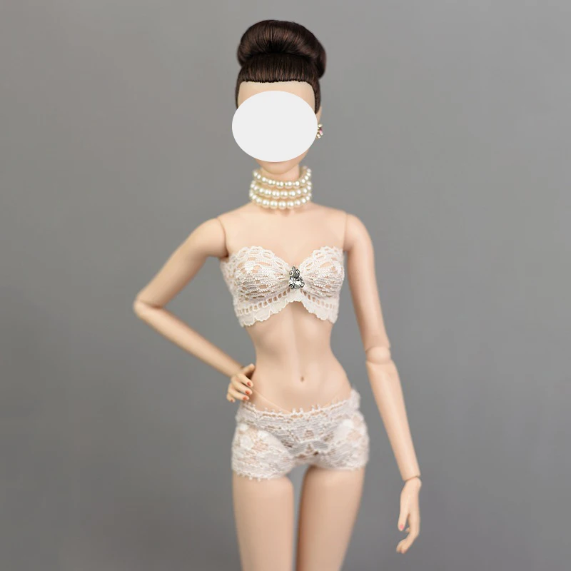 

1 комплект, мягкое кружевное нижнее белье, бюстгальтер, трусы для куклы 30 см 1/6, трусики для кукол 1/6 BJD, топ, трусы для кукольного домика, детская игрушка