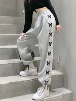qweek hip hop jogging sweatpants women graphic print oversize wide leg sports pants korean fashion baggy high waist tracksuit