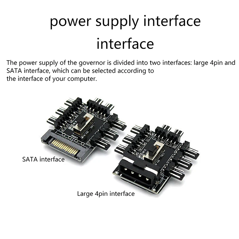 

Computer Fan Hub 8-way Fan Speed Controller FAN HUB 3pin/4-pin Expansion line SATA Interface PC Case Cooling Fan Hub Splitter