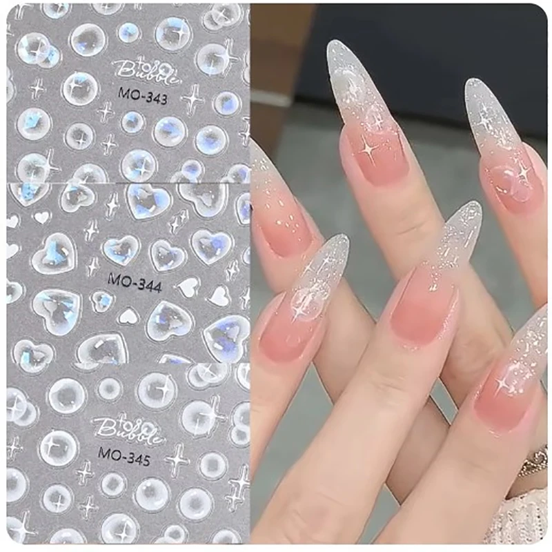 3D прозрачные пузырьковые наклейки для дизайна ногтей самоклеящиеся водяные