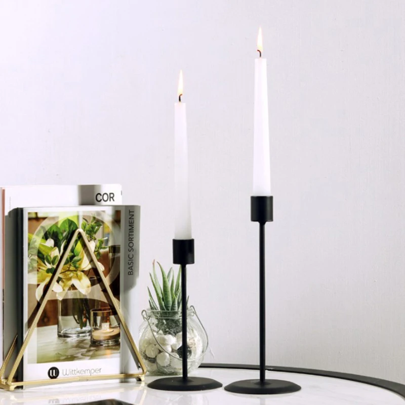 

2Pcs Candle Holders Modern Metal Candlestick Wedding Candle Stand Office Decor