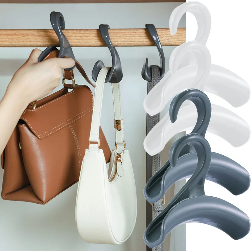 

2Pcs Clothes Rack Hooks Hanger Wardrobe Organizer Bag Anti-Deformation Hanger Shoes Tie Belt Scarf Hanging Rack Closet Hanger