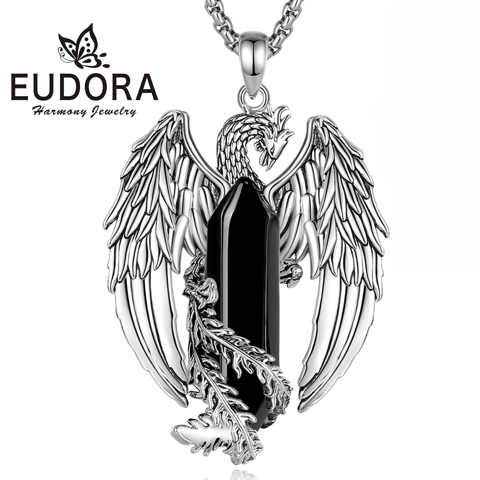 Ожерелье Eudora Phoenix Twining гексагональное обсидиановое призматическое ожерелье в