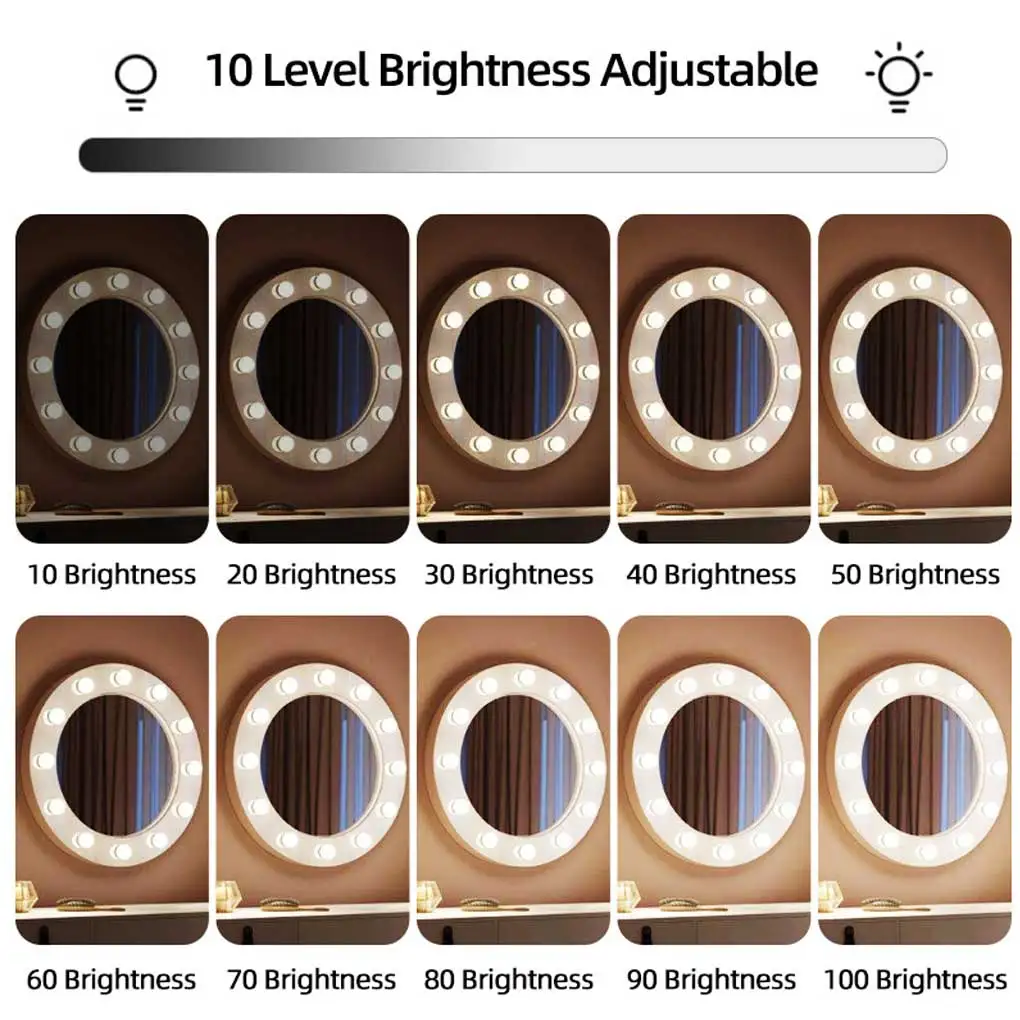 

10 Pieces Dressing Table Bulbs Lights Make Up Mirrors