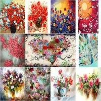 oil painting by numbers flower heart peach diy modern unique style adult on canvas acrylic paint coloring decoration art picture