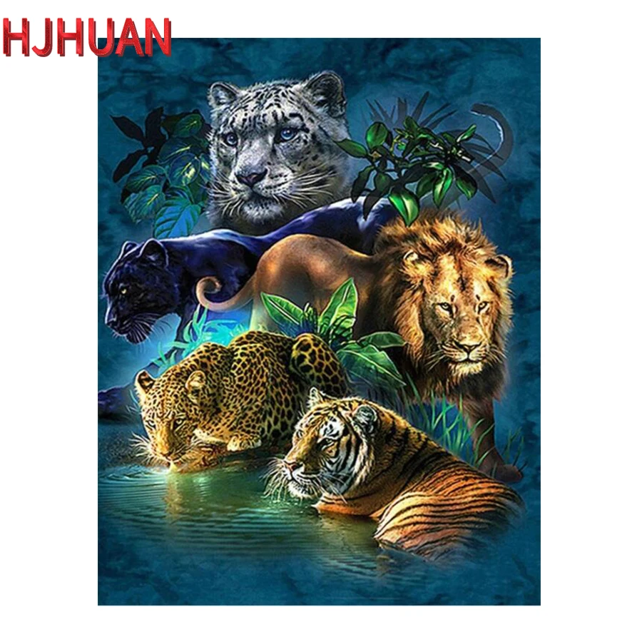 

Full Square Diamond 5D DIY Diamond Painting "Tiger Lion Leopard" Embroidery Cross Stitch Rhinestone Painting Decor art pictures