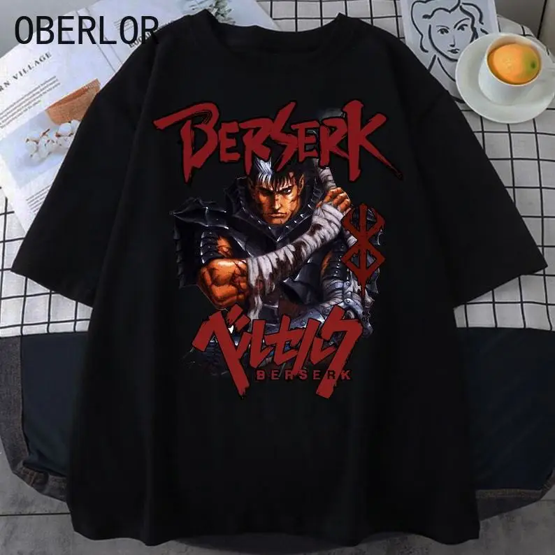 

Рубашка Berserk в стиле унисекс, винтажная блузка с кишками, японская манга, чёрная, для меча, летняя одежда для женщин, одежда для гранжа