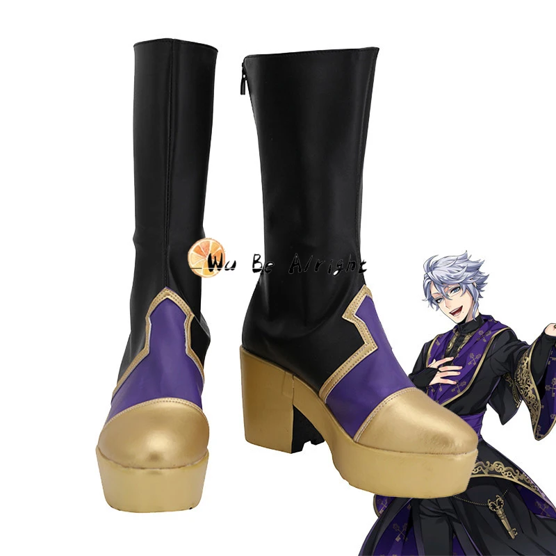 

Anime Twisted Wonderland Azul Ashengrotto Cosplay Shoes Customize PU Leather Boots Halloween Carnival Fancy Party Role Play Shoe