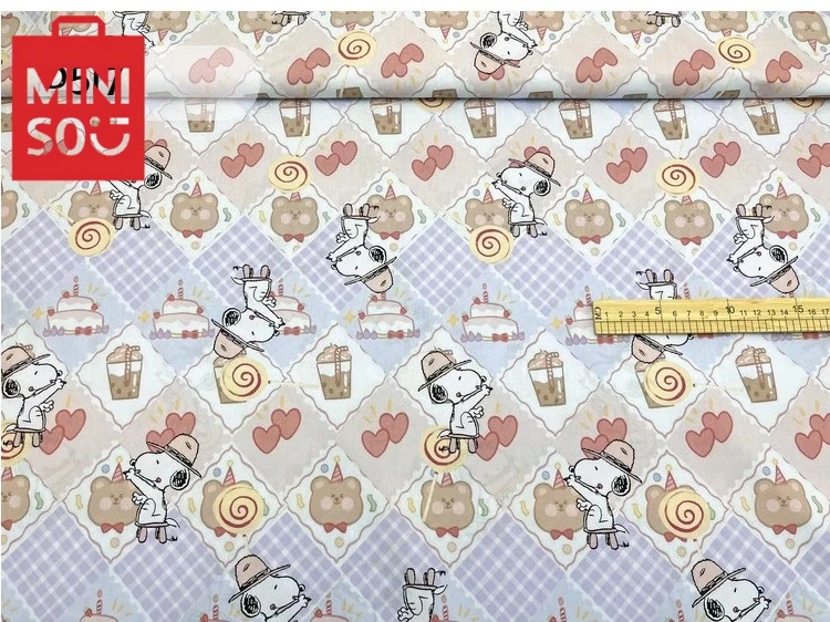 45x140 см Miniso Snoopy простая тонкая 100% хлопчатобумажная ткань для шитья Лоскутная