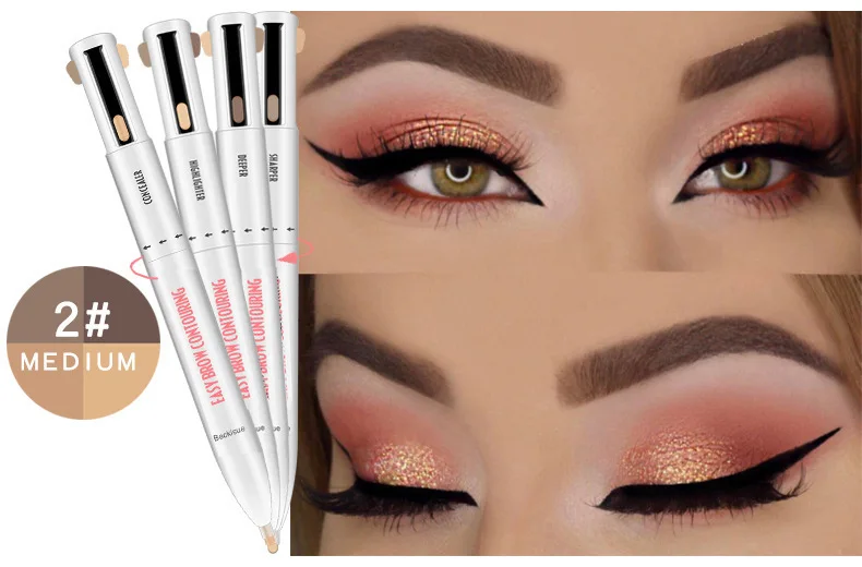 

Long Lasting Easy Color Eyebrow Pen 4 In 1 Eyebrow Pencil Waterproof Drawing Women Concealer Highlighter Cosmetics Makeup Tool