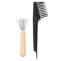 2pcs hair brush cleaning tool hair brush cleaner comb cleaner hair remover brush with wooden handle comb accessories