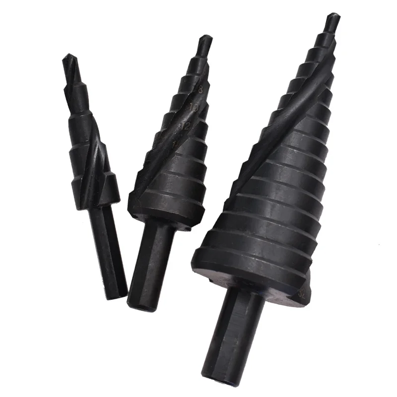 

3pcs Set High Speed Steel Drill Bit 4-32mm Nitrided Spiral Black Triangle Shank Hole Metric Step Drill Bits Metal Drill Bit Set