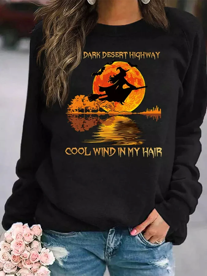 

Halloween Casual Printed Crew Neck Long sleeve Sweatshirts Pullovers Winter Clothes Women Kawaii Clothes Pullovers