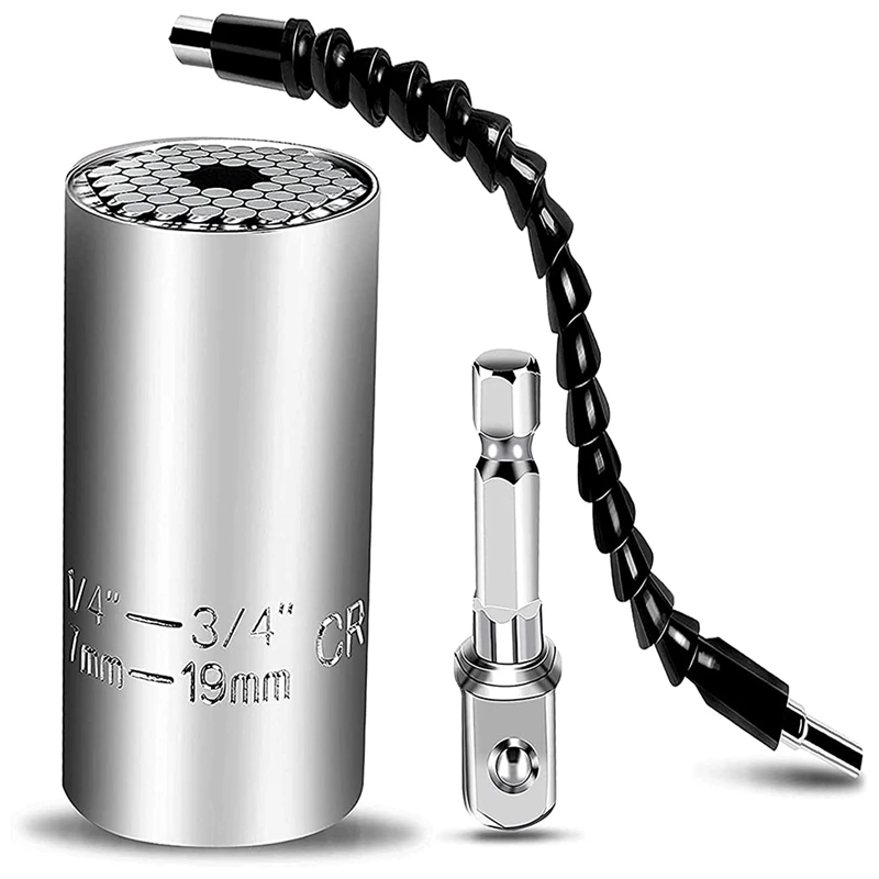 

Universal Socket Tools Gifts For Men Dad,Multi-Function Ratchet Wrench Power Drill Adapter 3Pc, Super Socket.