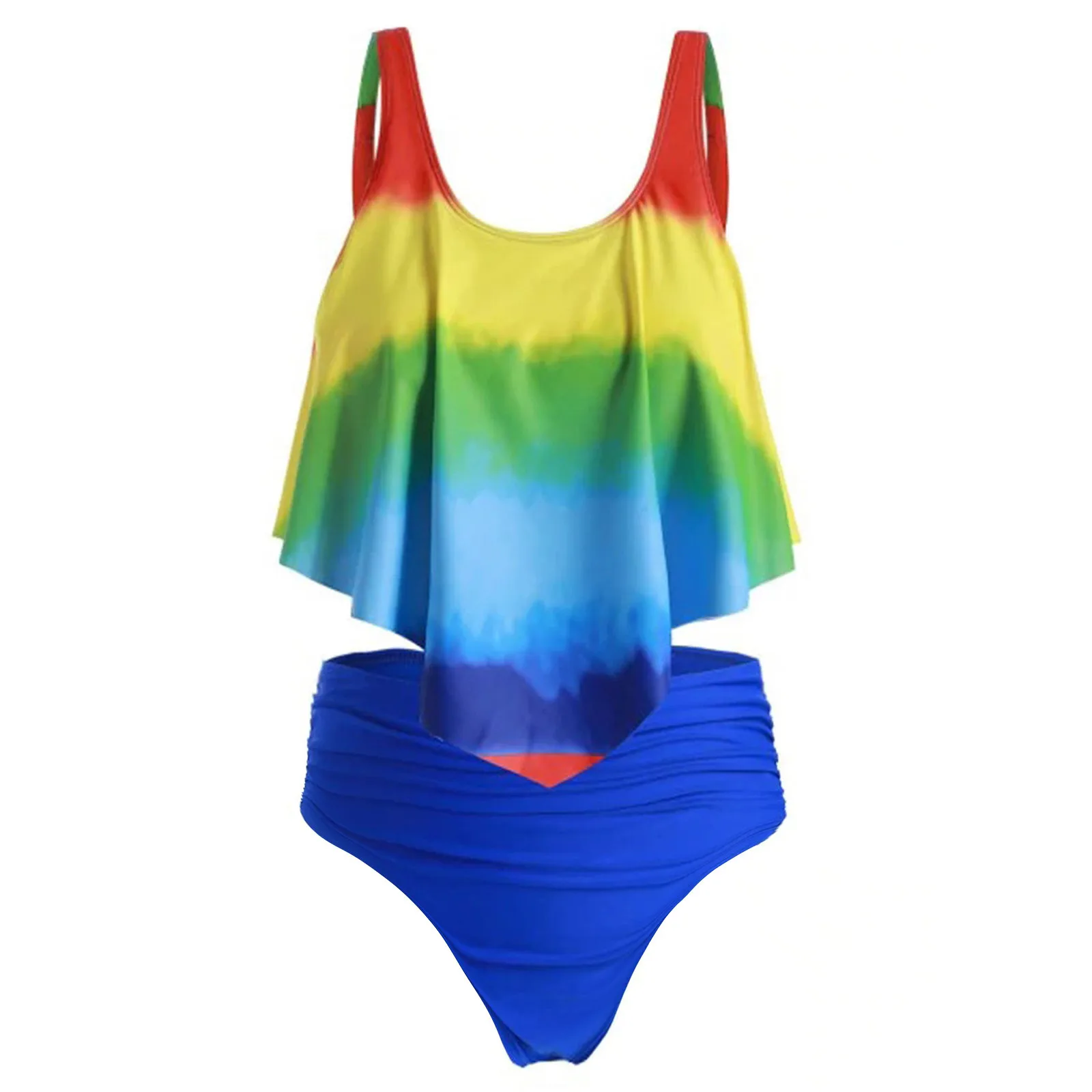 

High Women Pieces Tankini Ruffled Top Suit Two With Waisted Set Bottom Bathing Swimwears Tankinis Set Swimwears Mini bikini