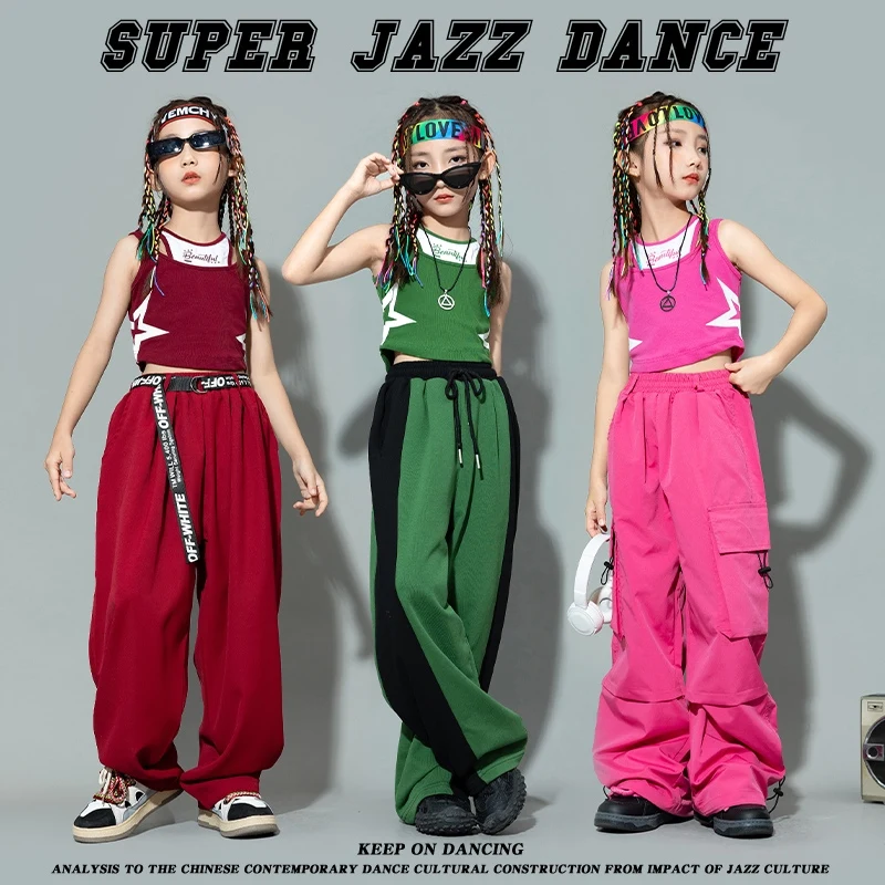 New Jazz Dance Girls Kids Clothing Children Vest Pants Suit Hip-hop Street Clothes Catwalk Show Costumes DQL9883