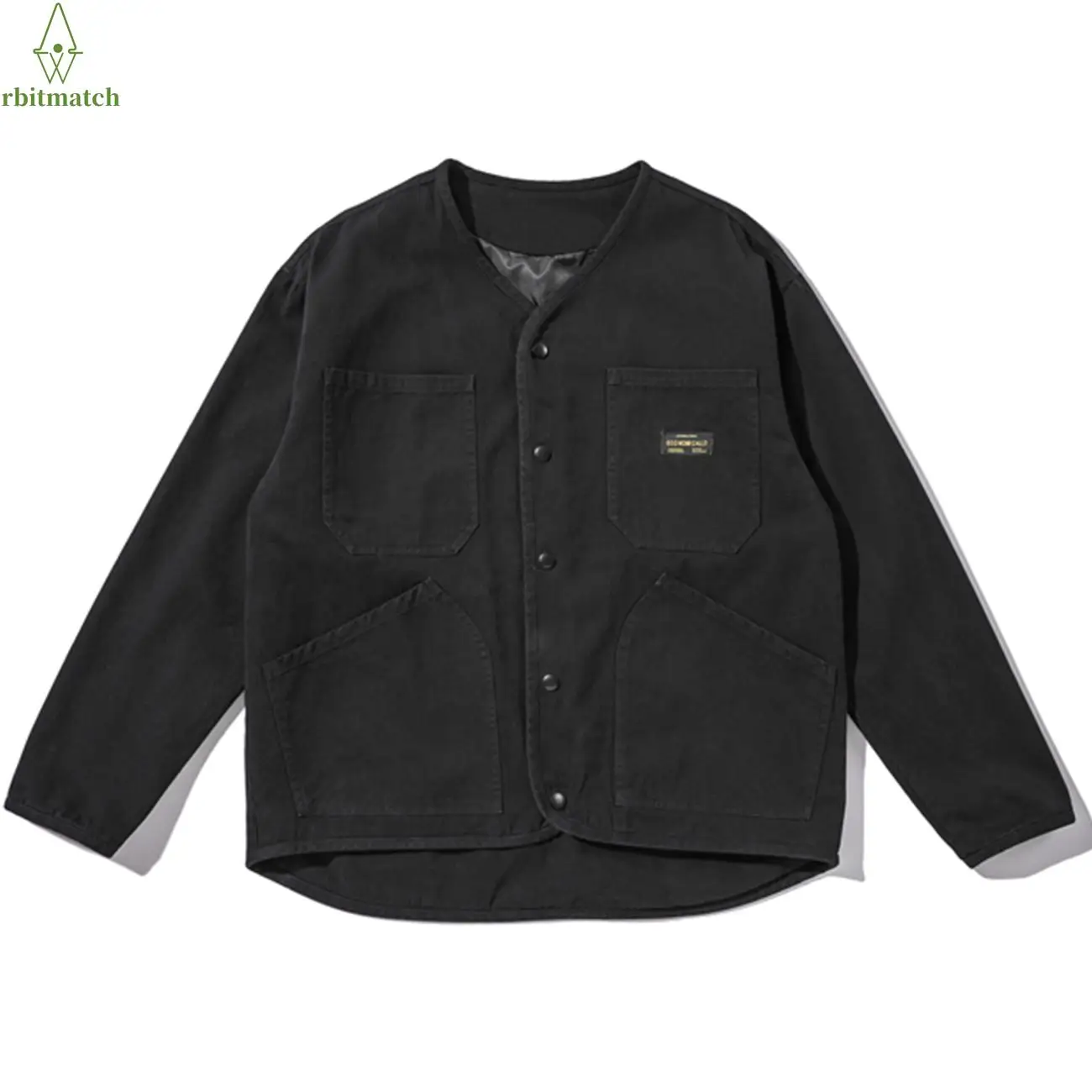 

Arbitma Harajuku Streetwear Solid Cargo Jacket Coat Vintage Multi-pocket Cargo Outwear Tops Black Button Cardigan Coat Black