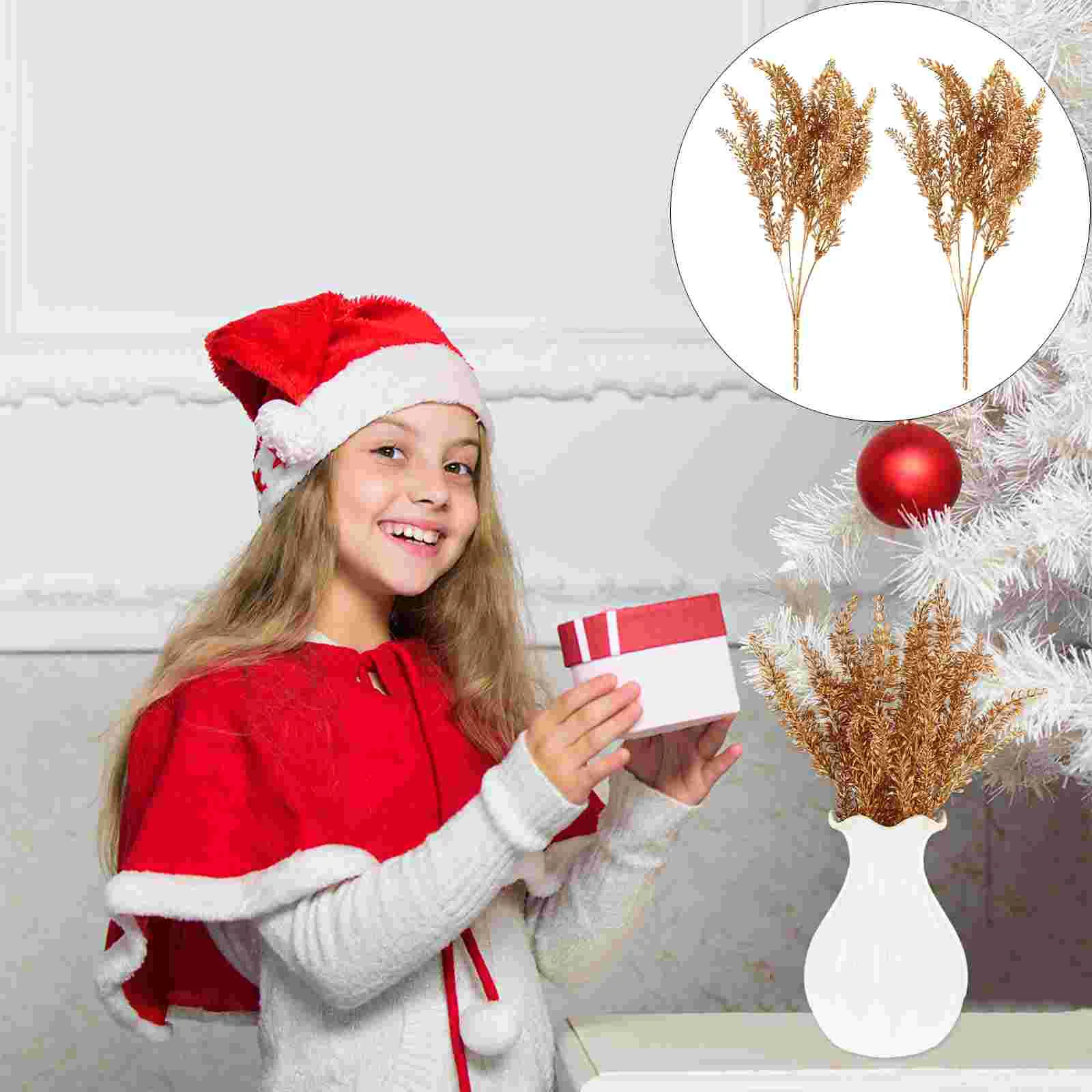 

Christmas Leaves Leaf Artificial Stem Picks Decoration Branches Holiday Floral Autumn Harvest Stems Fall Spray Golden