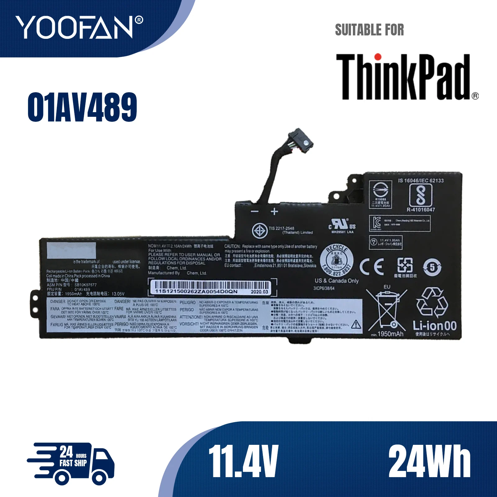 YOOFAN 01AV489 T470 T480 аккумулятор del ordenador портативный для Lenovo ThinkPad A475 A485 TP25 серии 01AV421 01AV420