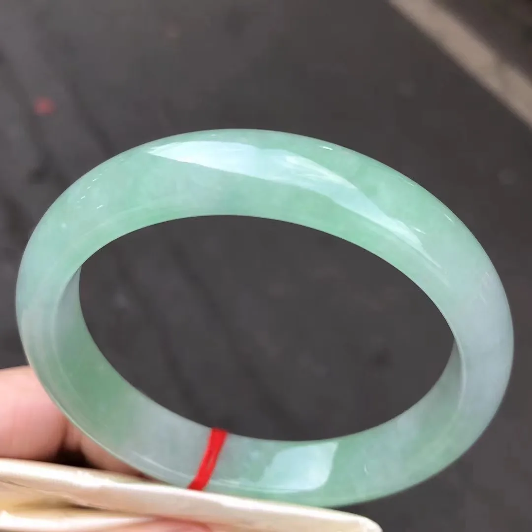 

Natural Myanmar jadeite bangle flat bar real jadeite bangle natural green jade stone for woman temperament bracelets 57mm 213