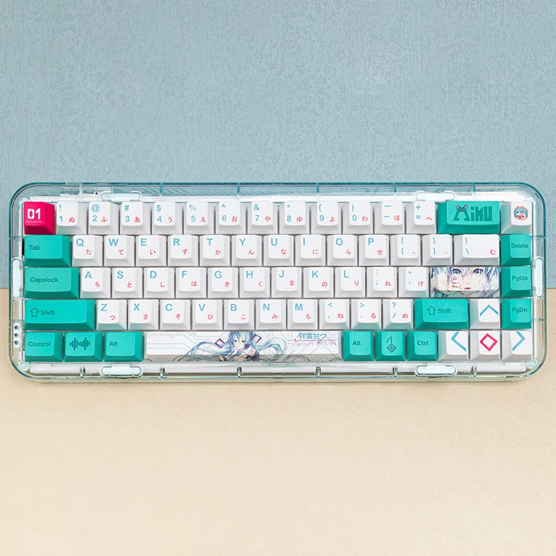 

Japan Miku Keycaps Cherry Profile PBT Dye Sublimation Anime Cherry Keycaps 141 Keys For MX Switch Custom Mechanical Keyboard