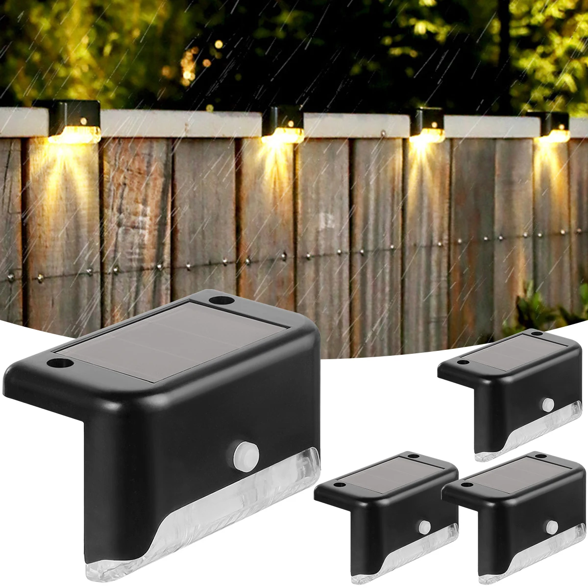 

4Pcs LED Solar Stair Light Waterproof Outdoor Garden Passage Courtyard Terrace Guardrail Step Light Wall Light Dropshipping