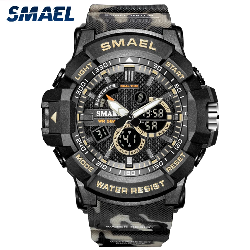 

Military Watches SMAEL Sport Watch Waterproof Stopwatch Alarm Clock Camouflage Watchband reloj 1809B Men's Watches Digital Watch