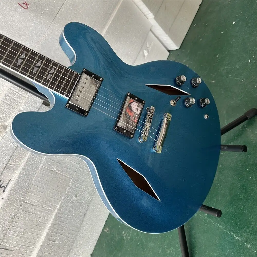 

China blue jazz DG335 style hollow electric guitar