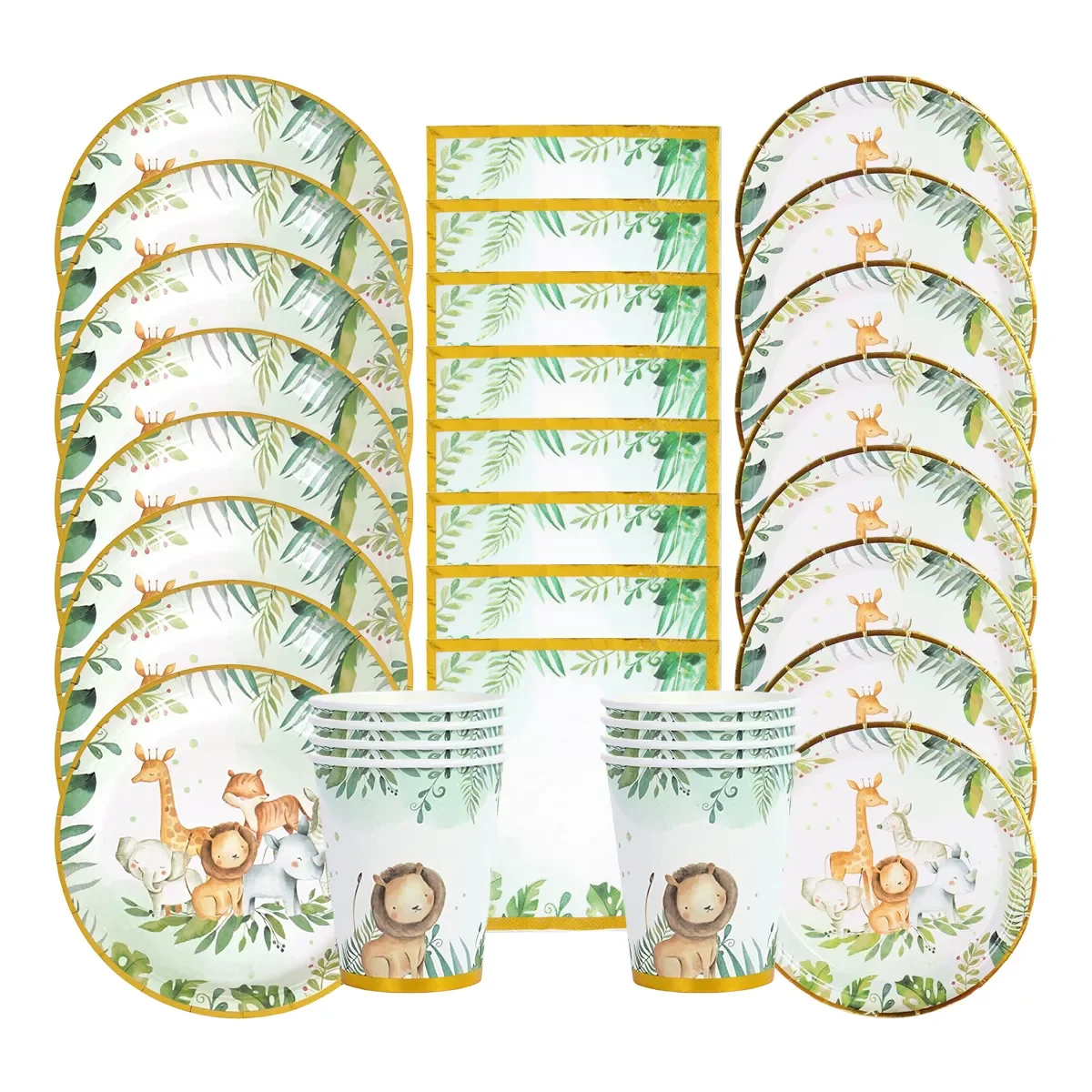 

Disposable Tableware Sets Kids Baby Shower Forest Theme 1st Birthday Party Decor Plate Cup Safari Party Suppiles