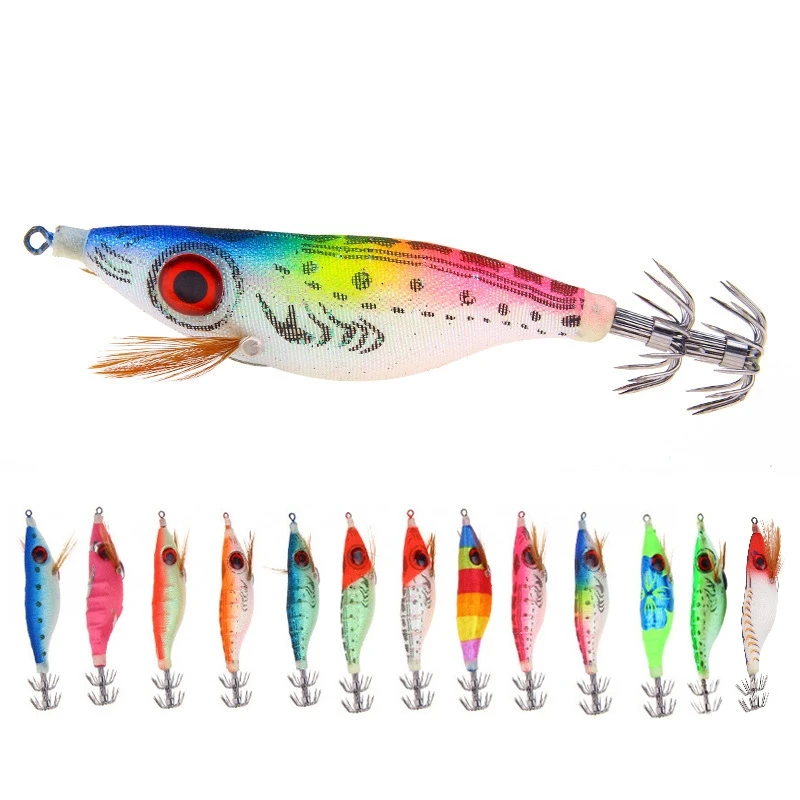 

Floating Fishing Lure Squid Jigging Artificial Wood Shrimps Lures Fishing Squid Hook Cuttlefish Lures Octopus Bait