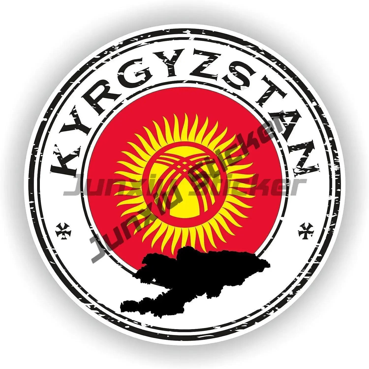 

Наклейка с гербом Киргизии, Круглые водонепроницаемые наклейки, флаг Киргизии, карта льва, Белый контур с флагом, наклейка в Киргизию для автомобиля