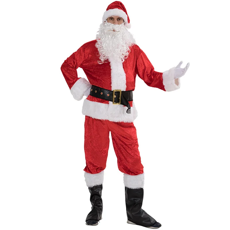 

Santa Claus Cosplay Costume Daddy In Costume Clothes Dressed At The Christmas EU/US Size Stone Velvet Suit For Warm Adults