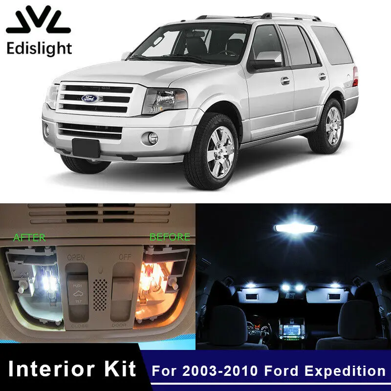 

15x White Auto LED Interior Lights Kit For 2003-2010 Ford Expedition Car Map Dome Trunk Door Bulbs Replacement US Stock
